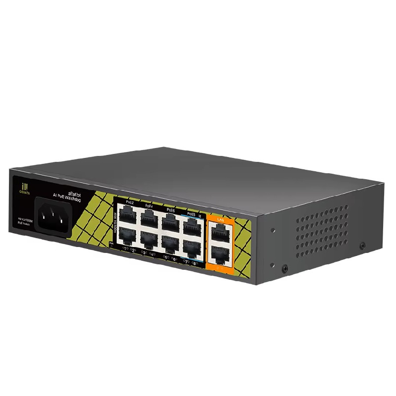 Genata 8 Port Gigabit AI PoE Switch With 2GB SFP & 2GB RJ45 Uplink