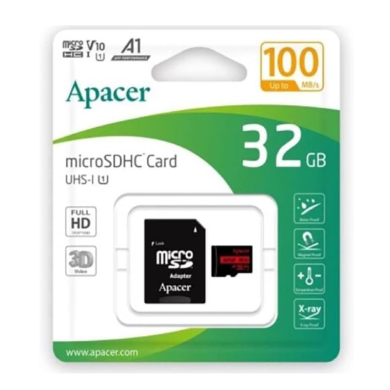 Apacer 32GB Micro SD Card + Adapter. Class 10. AP32GMCSH10U